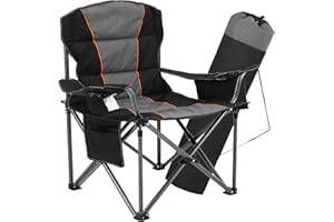 ‎HIGH POINT SPORTS HIGH POINT SPORTS Übergroßer Campingstuhl Faltbar Angelstuhl Tragbar 200KG Belastbar Klappstuhl mit Kühltasche Armlehne Getränkehalter Gepolstert Tragbar Campingsessel
