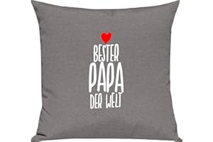 Kleckerliese Kissen Kissenbezug Kissenhülle 40x40cm Bester Papa der Welt, Farbe Grau