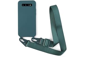 2NDSPRlNG Coque avec Collier Compatible avec Samsung Galaxy S10,Tour de Cou Lanière en Corde Pendentif Housse Silicone Souple Case,Vert foncé