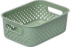 SmartStore Cesta de almacenamiento pequeña de 1,6 L, color verde, para cocina, baño, oficina, organizador de juguetes, contenedor con asas, encajable, 20,5 x 14,5 x 7,5 cm
