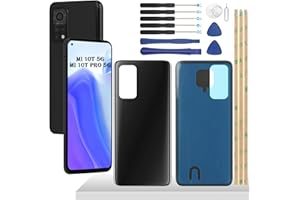 YHX-OU 6.67'' Noir Cache Batterie pour Xiaomi Mi 10T 5G Mi 10T Pro 5G Vitre arrière, Coque arrière de Batterie Remplacement pour Mi 10T 5G Mi 10T Pro 5G + Outil d'installation