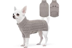 ASENKU Pull Chien Petite Taille XS, Pull-Overs pour Chien avec Manches,Hiver Tricot Col Roulé Pull Chaud pour Chiens, Manteau pour Chiens pour Bouledogue Français Teckel Chihuahua