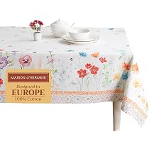 Baumwoll-Tischdecke „Printemps“ – 152 X 274 Cm, Rechteckig, Waschbar – Für Esszimmer, Feste & Saisonale Deko