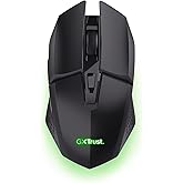 GXTrust Vylax Rechargeable Wireless Gaming Mouse, Black | 80H Battery, 800-4800 dpi, Multi-Color LED Lighting, Storable USB R
