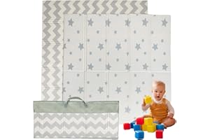 IBERIMARCAS Tappetino da gioco per bambini, pieghevole, sensoriale, impermeabile, atossico, reversibile. Versatile, perfetto per gattonare in sicurezza. (Stars and Geometry, 180cm x 200cm x 1.5cm thick)