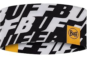 BUFF®| Cinta CoolNet UV® Wide Hombre Mujer Adulto Comoda, Proteccion UPF50, Deporte, Elastica, Material Reciclado, Calidad, Talla Única, Negro Logo