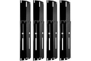 GRIHERO Universal BBQ Heat Shield, Adjustable Heat Plates Flavorizer Bar, Porcelain Steel Gasgrill Burner Cover Outdoor Barbecue Replacement Parts for Most Grills, Length Extends from 29.8cm to 53.3cm 4 Pack