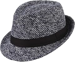 DEMU Herren Fedora Hut breiter Krempe Winterlhut Filzhut Travellerhut Outdoorhut Classic