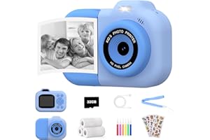 MISIRUN Macchina fotografica bambini istantanea, Fotocamera Digitale 1080P per Bambini con Stampa, Regalo di Compleanno/Natale per Bambina Bambino 3-12 Anni, Giocattolo per Bambini 4 5 6 7 8 9 10 11 12 Anni
