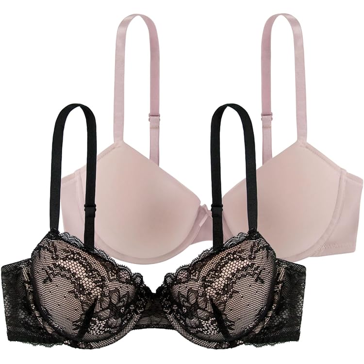 DORINA Dagelijkse beha voor dames (verpakking van 2), Zwart (Zwart/Wit), 85C