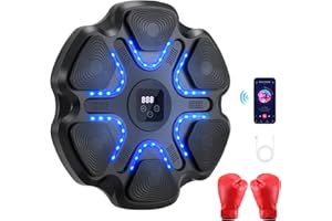 ZYMY Music Boxing Machine, Smart Sounding Punch Machine with Bluetooth & Light, 9 Speed & 5 Volume, Boxing Gloves and Pads Wall Mounted Gym Exercise Equipment for Kids & Adults