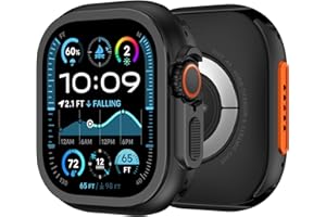 ZZDZZ Metall Schutzhülle Kompatibel mit Apple Watch Ultra 2/Ultra 49mm Hülle, 2 in 1 Kratzfest Rahmen Stoßstange mit Rücken Gehäuse für iWatch 49mm (Schwarz)