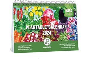 Plantura Plantable Calendar 2024, A5 Size Organic Seed Calendar with 12 Sheets of Plantable Paper