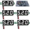 YIXISI Pack of 5 0.28 Inch Mini Digital Voltmeter, Measuring Range DC 2.4 V-30 V, Two-Wire Voltage Tester, Reverse Polarity P