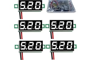 YIXISI 5 Pièces 0.28 Pouce Mini Voltmètre Numérique Panneau, 2.4V-30V DC Deux Fils Testeur de Tension LED Affichage, LED Mètre de Tension Numérique (Blanc)