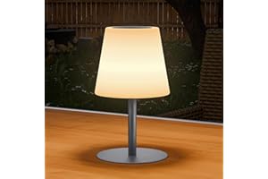 ‎MALUX MALUX Solar Tischlampe Outdoor Dimmbare 250LM Wiederaufladbar 2-Farbtemperaturen Warmweiß Kaltweiß tischlampe kabellos IP54 Solar Tischleuchte Outdoor für Garten Schlafzimmer Terrasse Cafe (Silber)