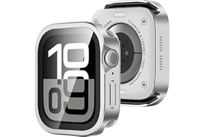Amizee Metal Case Compatible with Apple Watch 46mm Series 11/10 Case with Built-in Screen Protector, Straight Edge Ultra Thin with Back Cover Protective Cover for iWatch 46mm, Silver