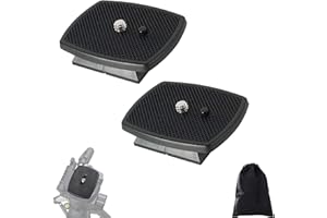 KBJUH Piastra a Sgancio Rapido 2 Pezzi Nera Testa per Treppiedi Con Cuscinetto in Gomma Antiscivolo per Treppiedi in Plastica ABS e 1 Custodia ABS Piastra a Sgancio Rapido Universale per Treppiede