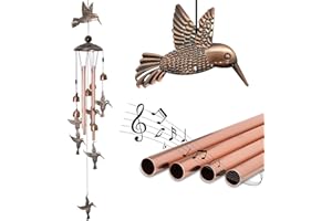 NRAMWELL Wind Chimes for Outside, Wind Chime for Patio Yard, Windchimes Outdoors with 4 Aluminum Tubes Home Garden Decor Memorial Wind Chimes for Mom Grandma Birthday Festival Gifts (Hummingbird)