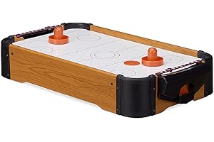 Relaxdays Hockey de table Air Hockey de table Mini Hockey emporter accessoires lxP: 56 x 31 cm, brun