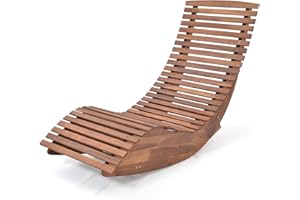 ‎KOMFOTTEU KOMFOTTEU Sonnenliege aus Akazienholz, Gartenliege Wetterfest, Holzliege ergonomisch, Terrassenliege Liegestuhl bis 160 kg belastbar, für Garten, Hof, Strand (1 Stück)