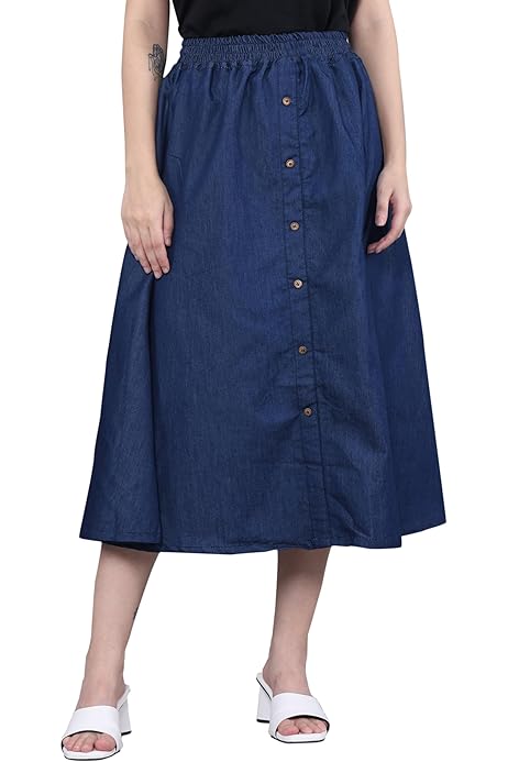Clothing Button Front Skirt Amazon Tronjori Womens A Line Long