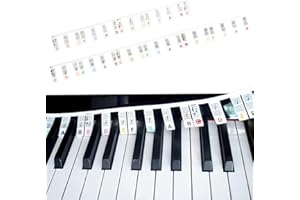 FANGEHONG Silicone Pianoforte Tastiera Adesivi, Adesivi Note Musicali per Tastiera, Luminoso 61/88 Tasti Etichette di Note di Tastiera di Pianoforte, Pianoforte Note Guida per Bambini e Principianti (61 Key B)