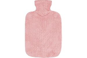 FLYILY 2L Hot Water Bottle with Premium Cozy Fluffy Cover Removeable & Washable Furry Bottle Cover for Extra Warmth and Comfort(Red,2L)