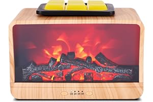 WOWLELA Lámpara Perfumada, Difusor de Aroma con Efecto de Llamas, 3 Niveles de Regulable, Temporización, Fragancia Aceite Quemador Cera,Quemador Aceites Esenciales,para Regalos y Decoración del Dormitorio