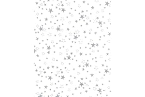 MAMBO-DESIGN PVC Tischdecke Klarsicht Sterne Silber Ofek Weihnachten · Länge & Breite wählbar· abwaschbar · transparente Folie mit Druck, Größe:130 x 160 cm