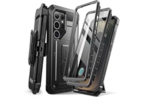 SUPCASE für Samsung Galaxy S25 Ultra Hülle Bumper Case mit 2 Vorderseite (ohne Displayschutz + mit Displayschutz) Outdoor Handyhülle mit Gürtelclip und Ständer [UBPro] für S25 Ultra (Schwarz)