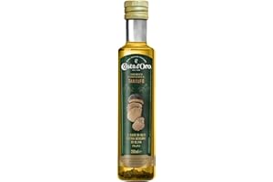 Costa d'Oro - Olio aromatizzato al tartufo, 250 ml. Olio Extravergine di Oliva estratto a freddo, ideale a crudo su pasta e risotti. Bottiglia da 25 cl.