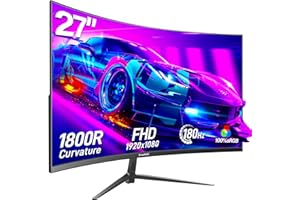 Gawfolk Écran PC Gamer Incurvé 27 Pouces 180Hz, 1080p Moniteur PC Gaming 144Hz 1800R, Écran D'Ordinateur Jeu avec FreeSync & Eye-Care Technology, DP, HDMI, Noir