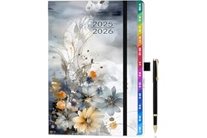 ZXHQ Agenda 2025-2026 Settimanale A5, con Linguette Mensili Colorate, Planner Settimanale e Mensile per la Scuola 2025/26, da Agosto 2025 a Luglio 2026, con Set di Penne e Tasca Interna - Grigio