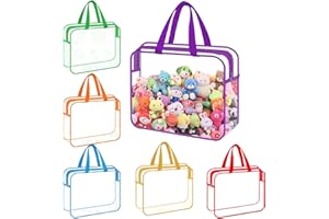 LES-THERESA Confezione da 6 Sacchetti Trasparenti per Giocattoli, con Cerniera E Maniglia Impermeabili, Sacchetti In Pvc per Giocattoli, Borse Organizer per Blocchi da Costruzione, Puzzle, Giochi da Tavolo