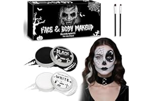 AN-WATTY 100g Trucchi Halloween per Trucco Viso in Bianco e Nero, Trucchi Halloween Bambini, Trucchi Halloween Make Up Adulti, Trucco Halloween Donna, Body Face Paint per Carnevale, trucco joker, vampiro