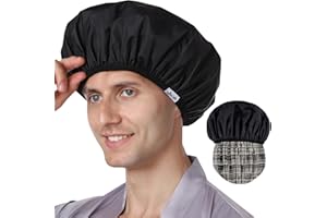 Years calm Bonnet de douche réutilisable et imperméable pour homme, design double couche, protège les cheveux sous la douche, au spa, en voyage et en cuisine, élastique réglable pour un ajustement