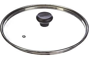 Moneta Couvercle en Verre Trempé avec Rebord en Acier Inoxydable, Résistant aux Hautes Températures, Compatible Lave-Vaisselle, 26 cm