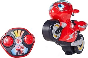 TOMY Ricky Zoom Télécommande Turbo Trick Ricky, Figures d'action pour garçons, Moto pour enfants fait des roues et des cascades de 360 degrés, 3 ans+