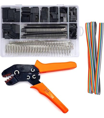 IZOKEE krimptang Dupont stekker JST Set - 2,54 mm Dupont connector en krimppinnen pennenlijst kit, JST-XH stekker kit, jumper kabel, krimptang voor 0,1-1,5 mm2 Crimpzange Kit