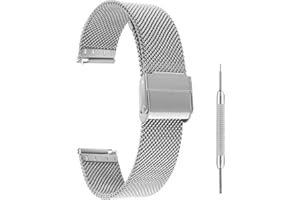 cobee Correa de reloj de liberación rápida, correa de reloj de malla de acero inoxidable ajustable, correa de reloj de malla milanesa de 16 mm 18 mm 20 mm correa de malla de metal de acero inoxidable