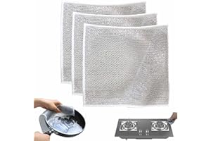 CLOUDEMO Chiffons à Vaisselle Polyvalents en Fil de Fer Anti-Rayures, pour humides et secs, frottent et nettoient la Vaisselle, Les éviers, Les comptoirs, Les Dessus de cuisinière (3pcs)