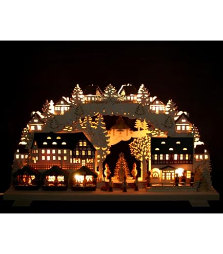 3D Ski Schwibbogen 72 Cm – Fichtelberg Railway, Oberwiesenthal Erzgebirge, Wooden Handmade Christmas Arch With LED