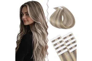 SEGO Extensiones Adhesivas Pelo Natural 30cm 10 Piezas #18/613 Rubio Ceniza/Blanqueador Rubio Pelo Remy Cabello Humano Invisible (10g)