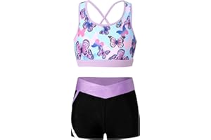 winying Ensemble de Sport Fille Debardeur sans Manche T-Shirt Yoga Fitness Short Moulant Pantalon Court Course Legging Tenue de Gymnastique Running