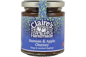 Claire's Handmade - Damson & Apple Chutney (200g) - Traditionally Made Tart & Titillating Chutney, Suitable for Vegetarian, Vegan & Gluten Free Diets, GMO Free