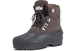 POLARR Polar męskie krótkie buty z nylonu z nakładką siatkową kaczka, wodoszczelna podeszwa, sznurowane zimowe buty śniegowe