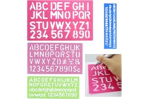 RONGWANGFU Lot de 4 pochoirs de lettres de l'alphabet en plastique - Petit chiffre - Pochoirs pour enfants - Pochoirs de dessin, peinture, apprentissage, bricolage (couleurs et tailles mélangées)
