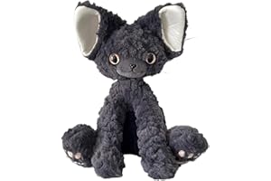 TOPLITHE Uroczy Pluszowy Kot Devon Rex, Czarna Lalka Kotka, Pluszowe Zwierzęta, Pluszowe Zabawki Dla Dzieci, Dorosłych, Urodziny, Boże Narodzenie(Gray)