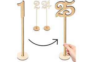 Merry Expressions Wooden Table Numbers (1 to 25) 34cm Tall Wedding Table Numbers - Commercial Grade Extra Thick Heavy Duty Wood Table Numbers, Best for Rustic Receptions, Banquets, Cafés, Parties